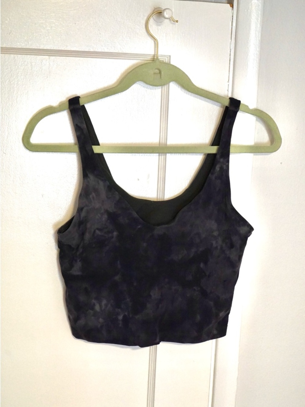 lululemon athletica Navy Tie-Dye Cropped Tank with built in bra